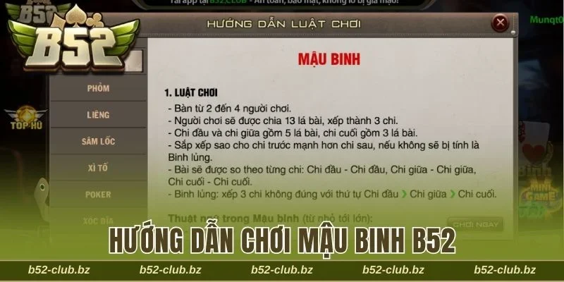 Hướng dẫn chơi Mậu Binh B52 chi tiết nhất cho người mới
